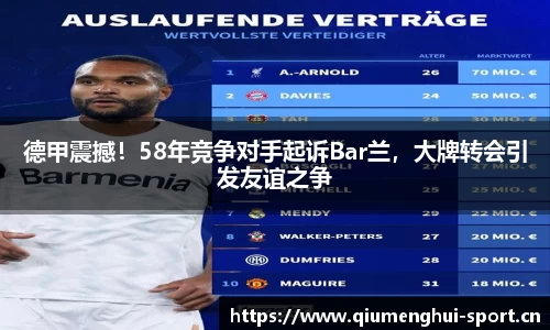 德甲震撼！58年竞争对手起诉Bar兰，大牌转会引发友谊之争